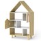 Natural MDF Pine Wood Kids Bookshelf with House Design and Cabinets